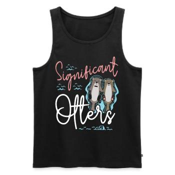 Loutre Jeu de mots Loutre significative - Débardeur bio Premium Homme - noir - Devant - Michal (187cm)