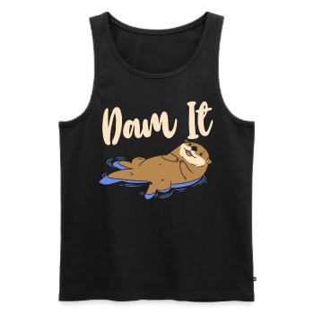 Otter Pun Dam It - Men's Premium Organic Tank Top - black - Front - Michal (187cm)