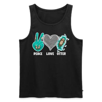 Loutre Paix Amour Loutres - Débardeur bio Premium Homme - noir - Devant - AI Model Male 178 light (178cm)