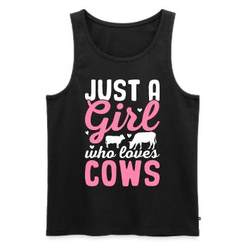 Just A Girl Who Loves Cows Cow Girl Cattle Heifer - Men's Premium Organic Tank Top - black - Front - Michal (187cm)