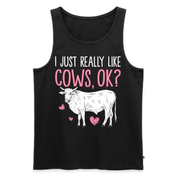 I just like cows a lot, okay? Funny cow heifer - Men's Premium Organic Tank Top - black - Front - Michal (187cm)