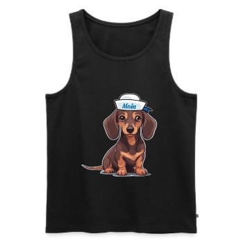 Teckel chien chiens Maritime Enfants Enfant Moin Ahoy - Débardeur bio Premium Homme - noir - Devant - AI Model Male 178 light (178cm)