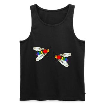 LGBT Biene Wespe Gay Pride Regenbogenfahne - Männer Premium Bio Tank Top - Schwarz - Vorne - AI Model Male 178 light (178cm)
