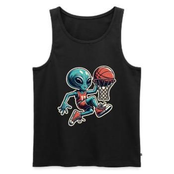 Basketball Dunking Alien - Men's Premium Organic Tank Top - black - Front - AI Model Male 178 light (178cm)