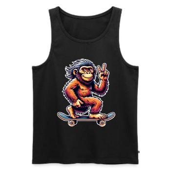 Neandertaler Skateboard Skater - Männer Premium Bio Tank Top - Schwarz - Vorne - AI Model Male 178 light (178cm)