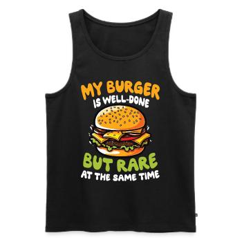 My Burger is Well-Done für einen Burger Esser - Männer Premium Bio Tank Top - Schwarz - Vorne - Michal (187cm)