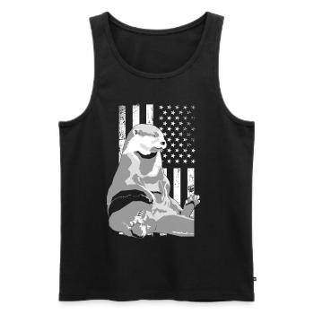 Otter American Flag - Men's Premium Organic Tank Top - black - Front - Michal (187cm)