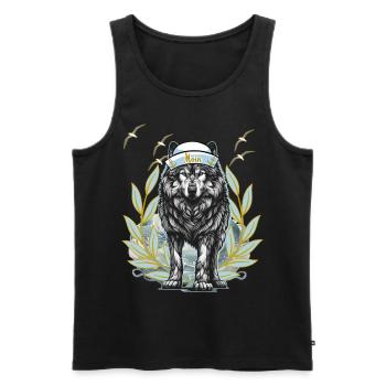 Maritim Hund Hunde Husky Wolf Moin - Männer Premium Bio Tank Top - Schwarz - Vorne - AI Model Male 178 light (178cm)