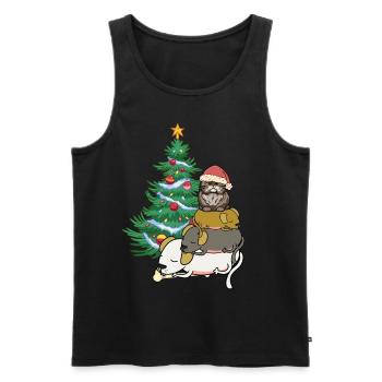 Chien Chat Père Noël Père Noël Animaux de compagnie Enfant - Débardeur bio Premium Homme - noir - Devant - Michal (187cm)