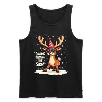 Dancing Through The Snow Reindeer Christmas - Men's Premium Organic Tank Top - black - Front - Michal (187cm)