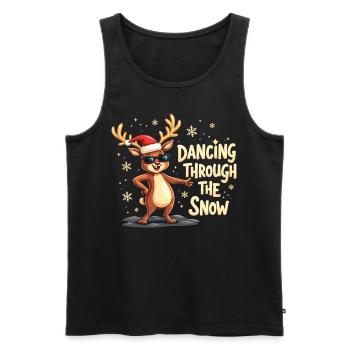 Dancing Through The Snow Reindeer Christmas - Men's Premium Organic Tank Top - black - Front - Michal (187cm)