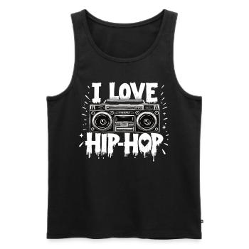 J’aime le hip hop Hip hop Musique hip hop Boombox Rap - Débardeur bio Premium Homme - noir - Devant - AI Model Male 178 light (178cm)
