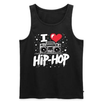 J’aime le hip hop Hip hop Musique hip hop Boombox Rap - Débardeur bio Premium Homme - noir - Devant - AI Model Male 178 light (178cm)