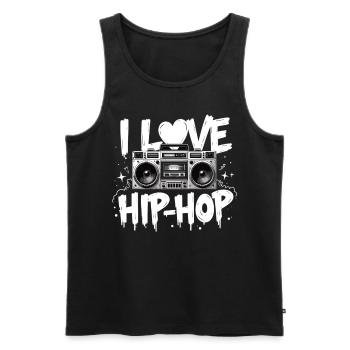 J’aime le hip hop Hip hop Musique hip hop Boombox Rap - Débardeur bio Premium Homme - noir - Devant - AI Model Male 178 light (178cm)