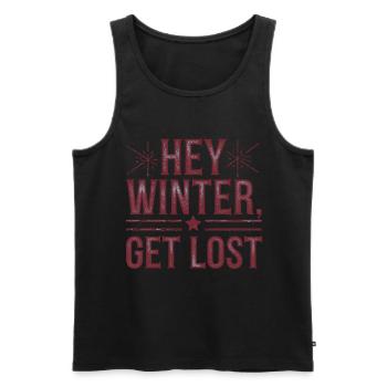 Hey Winter Get Lost - Männer Premium Bio Tank Top - Schwarz - Vorne - Michal (187cm)