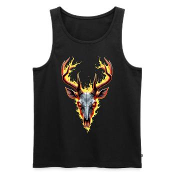 bois de cerf bois feu flammes - Débardeur bio Premium Homme - noir - Devant - Michal (187cm)