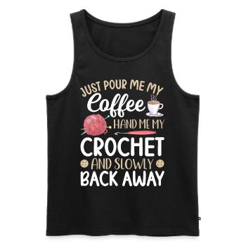 Crochet Knitting Yarn Lover Pour Coffee Hand M - Men's Premium Organic Tank Top - black - Front - AI Model Male 178 light (178cm)
