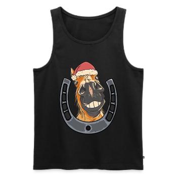 Père Noël Cheval Chevaux Enfants - Débardeur bio Premium Homme - noir - Devant - Michal (187cm)