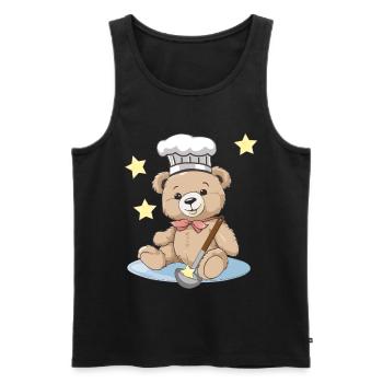 Teddy Star Cook Cooks Cook Cooking - Men's Premium Organic Tank Top - black - Front - AI Model Male 178 light (178cm)