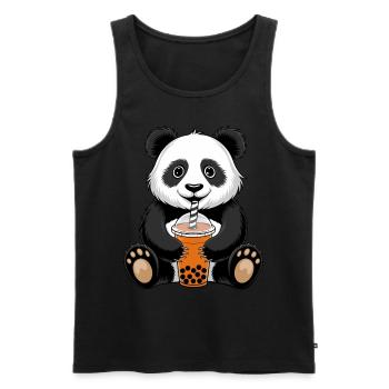 Panda Bear Boba Tea - Men's Premium Organic Tank Top - black - Front - AI Model Male 178 light (178cm)