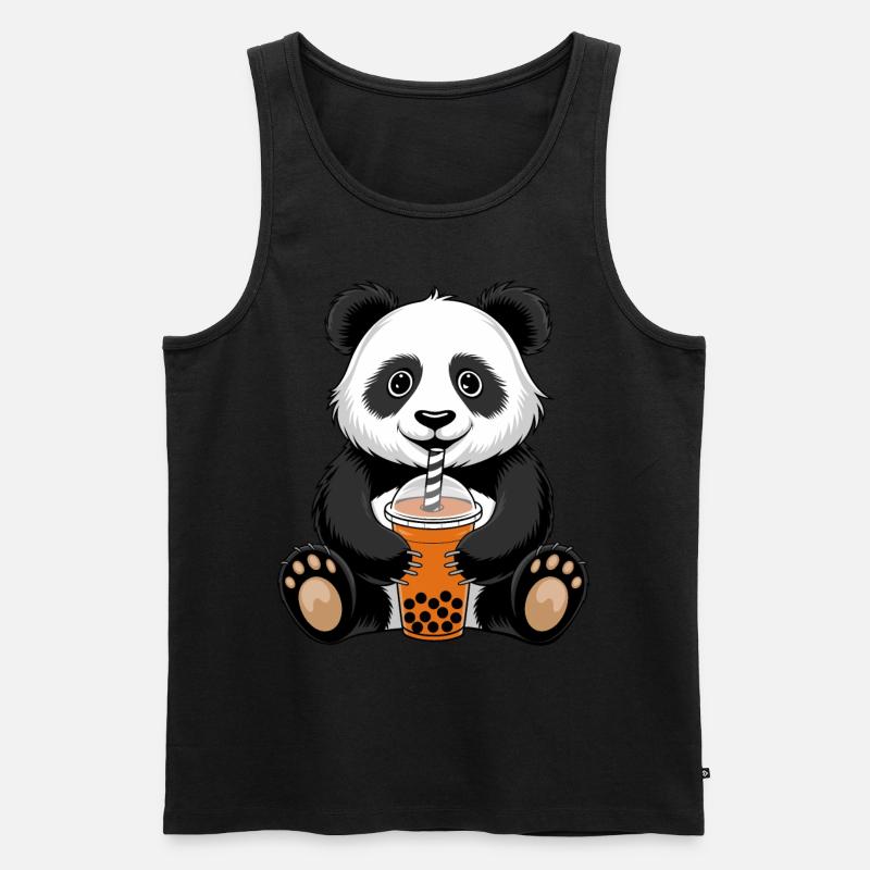 Pandabär Boba Tea - Männer Premium Bio Tank Top - Schwarz