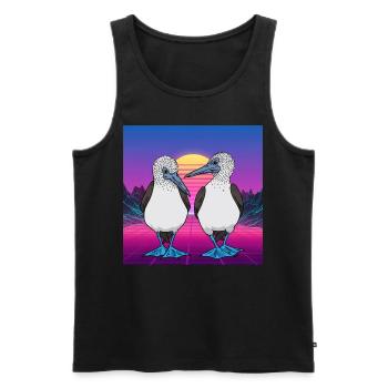 Vaporwave Seabirds Blue-footed Booby Bird - Männer Premium Bio Tank Top - Schwarz - Vorne - Michal (187cm)