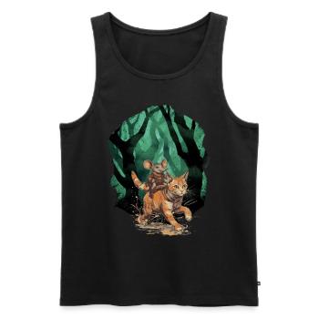 Cat Cats Mouse Mice Adventure Travel Child - Men's Premium Organic Tank Top - black - Front - Michal (187cm)