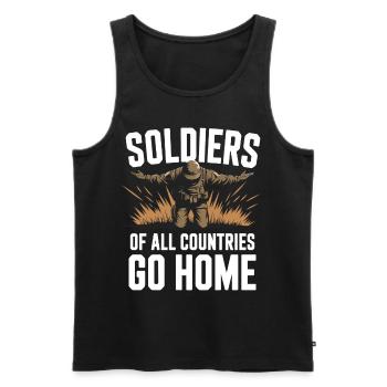 Soldiers of all Countries Go Home Anti Krieg - Männer Premium Bio Tank Top - Schwarz - Vorne - Michal (187cm)
