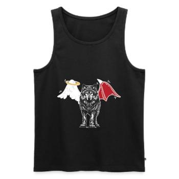 Wolf Wolves Angel Devil Halloween Werewolf Occult - Men's Premium Organic Tank Top - black - Front - AI Model Male 178 light (178cm)