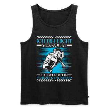 Vehicle painter is not crazy painter - Men's Premium Organic Tank Top - black - Front - AI Model Male 178 light (178cm)