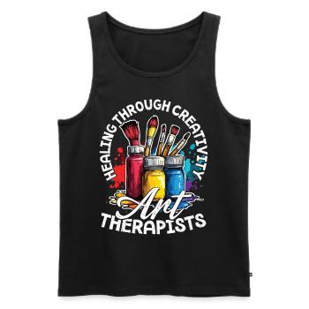 Healing Through Creativity, Art Therapist - Men's Premium Organic Tank Top - black - Front - AI Model Male 178 light (178cm)
