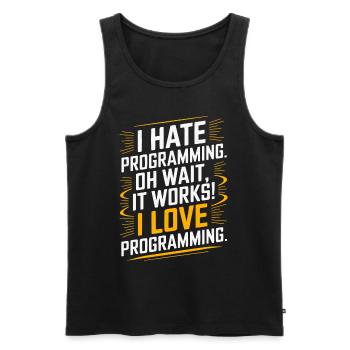 I Hate Programming Oh Wait I Love Programming - Männer Premium Bio Tank Top - Schwarz - Vorne - AI Model Male 178 light (178cm)