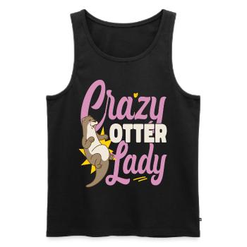 Otter Crazy Otter Lady - Men's Premium Organic Tank Top - black - Front - Michal (187cm)