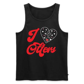 Otter Heart I Love Otters - Men's Premium Organic Tank Top - black - Front - Michal (187cm)