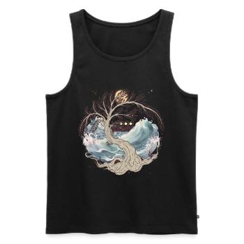 Nature Sea Waves Boat Ship Travel Ahoy - Men's Premium Organic Tank Top - black - Front - Michal (187cm)
