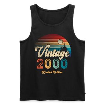 Vintage 2000 Anniversaire Rétro - Débardeur bio Premium Homme - noir - Devant - Michal (187cm)