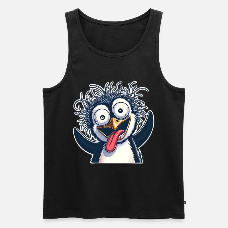 Pinguin Crazy - Männer Premium Bio Tank Top - Schwarz