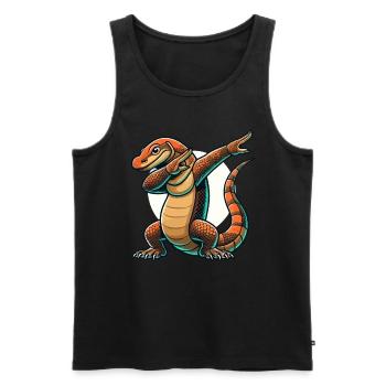 Dragon de Komodo, Lézard varan, Reptile, Dabbing - Débardeur bio Premium Homme - noir - Devant - AI Model Male 178 light (178cm)