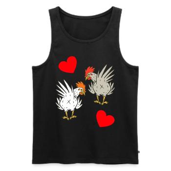 Poulet, poulets, volaille - Débardeur bio Premium Homme - noir - Devant - Michal (187cm)