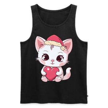 Noël pour les enfants Enfant Chat Chats Noël - Débardeur bio Premium Homme - noir - Devant - AI Model Male 178 light (178cm)
