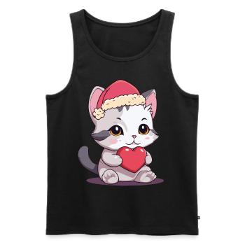 Chat mignon cadeau de Noël chats enfant - Débardeur bio Premium Homme - noir - Devant - Michal (187cm)