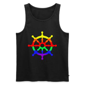 Volant LGBT Gay Pride Maritime Ahoy - Débardeur bio Premium Homme - noir - Devant - AI Model Male 178 light (178cm)
