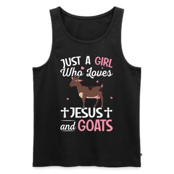 Just A Girl Who Loves Jesus And Goats Farmer Ranch - Männer Premium Bio Tank Top - Schwarz - Vorne - Michal (187cm)