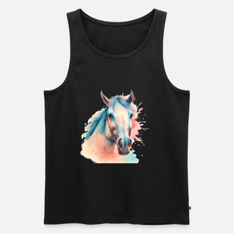 Pferd Pferde Pferdekopf - Männer Premium Bio Tank Top - Schwarz