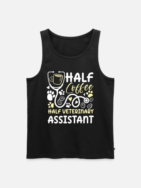 Half Coffee Half Veterinary Assistant - Männer Premium Bio Tank Top - Schwarz