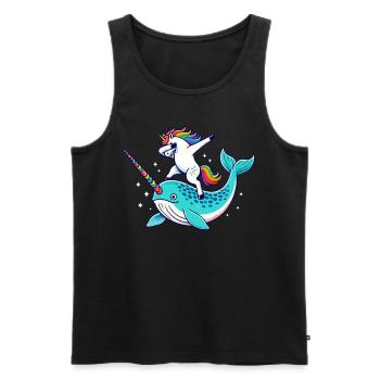 Narwhal, Unicorn, Whale, Sea Creature, Dabbing - Men's Premium Organic Tank Top - black - Front - Michal (187cm)