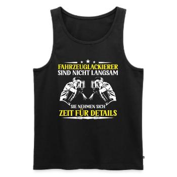Vehicle painters are not slow painters - Men's Premium Organic Tank Top - black - Front - AI Model Male 178 light (178cm)
