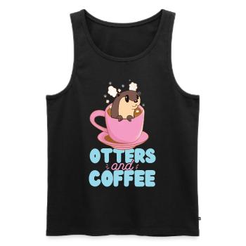 Otter Coffee Otters And Coffee - Men's Premium Organic Tank Top - black - Front - AI Model Male 178 light (178cm)