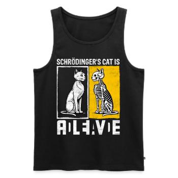 Le chat de Schrödinger mort et vif - Débardeur bio Premium Homme - noir - Devant - AI Model Male 178 light (178cm)