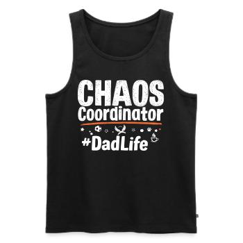 Coordinateur du chaos #DadLife drôle de papa disant - Débardeur bio Premium Homme - noir - Devant - AI Model Male 178 light (178cm)